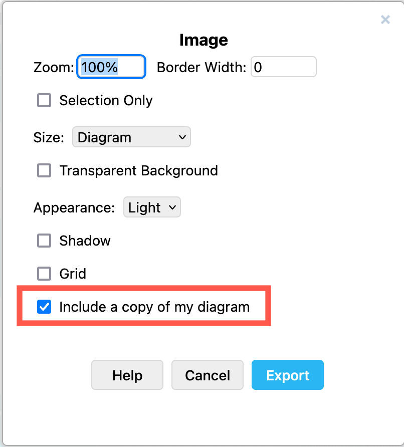 Include your diagram data in the PNG file you export from draw.io