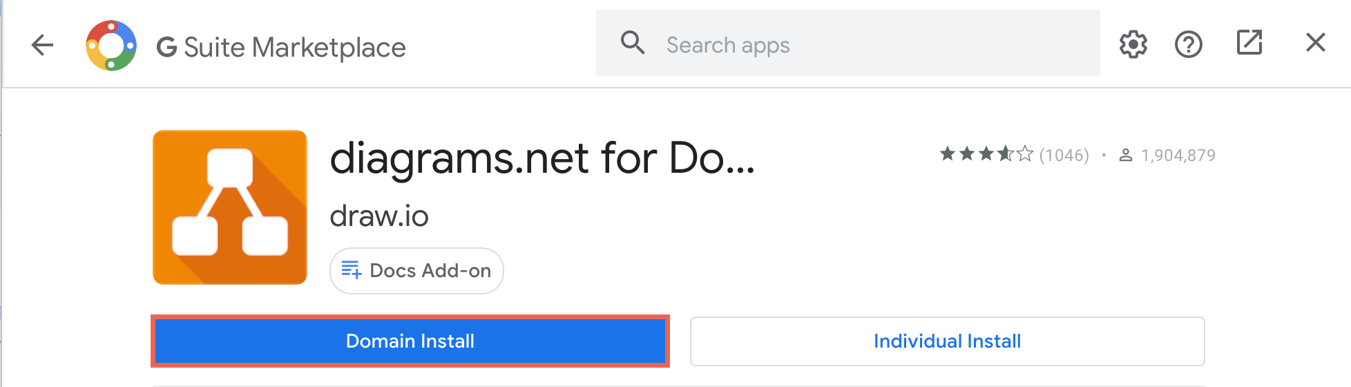 Install the draw.io add-ons for Google Workplace domain wide