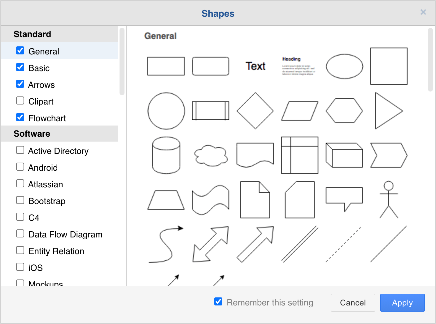 Select the shape libraries you want to work with in diagrams.net